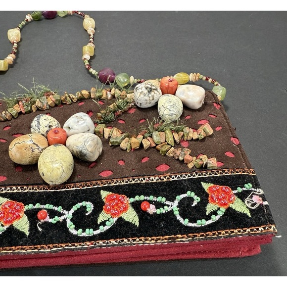 Mary Frances Purse Shoulder Bead Work Floral Embellished Stone Handbag Clutch‎ - Picture 3 of 16